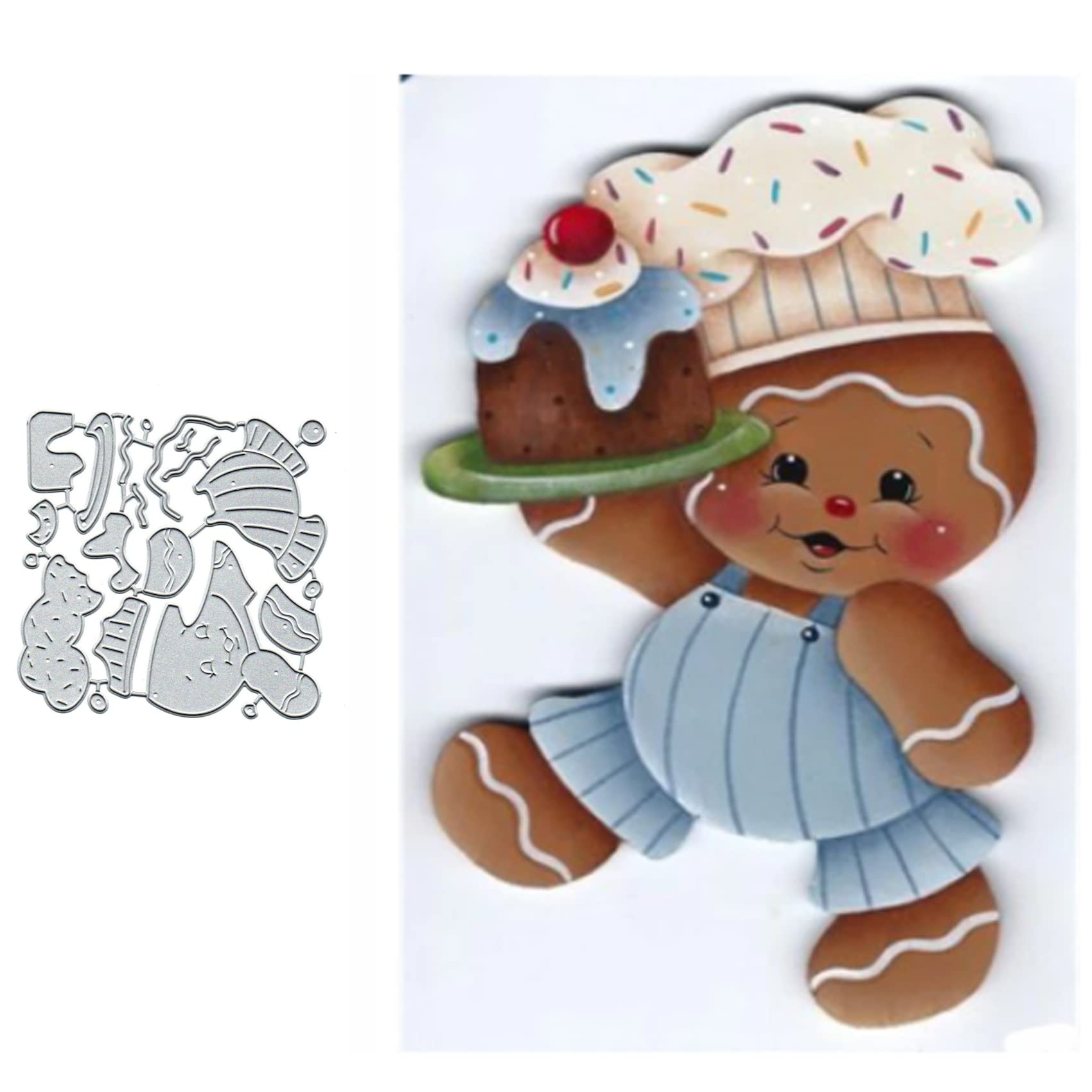 ArtCraftool Christmas Gingerbread Man Metal Die Cuts,Gingerbread Cake Paryt Card Cutting Dies Cut Stencils DIY Scrapbooking Photo Album Decorative Embossing Paper Making, Silver, 99x99mm/3.89x3.89''
