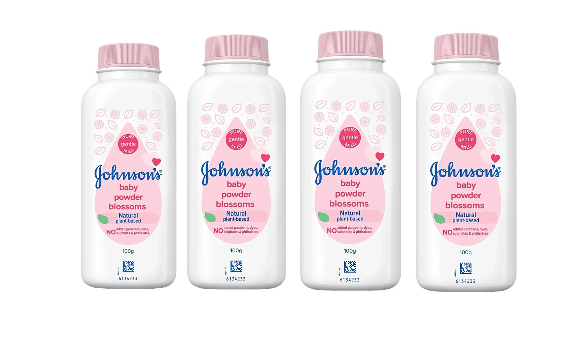 Metrey John-sons Baby Powder Blossoms, Talc-Free, 100g, Pack of 4