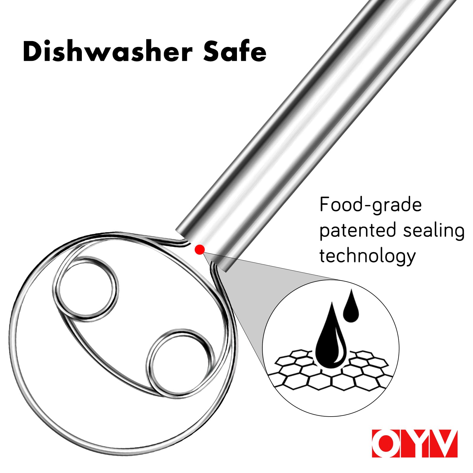 OYV 304 stainless steel dough whisk, Dishwasher Safe Danish Dough Whisk, Dutch Bread Whisk for Sourdough, Pizza, Pastry, Cake Batter, 12-inch sourdough tools - Image 3