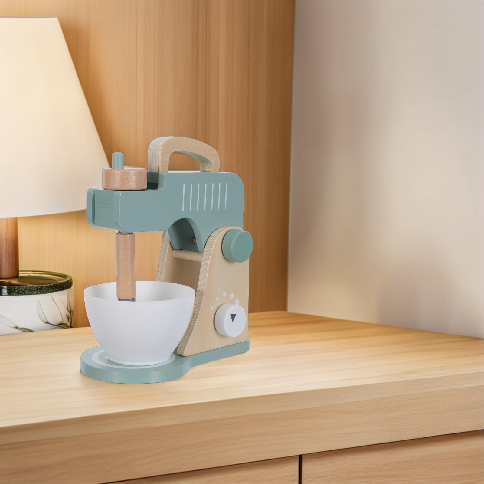 POPETPOP Set Giocattolo Cucina in Legno per Frullatore Manuale a Manovella, Uova Finte e Ciotola, Sicuro e Creativo per Gioco di Ruolo a Casa in Gruppo
