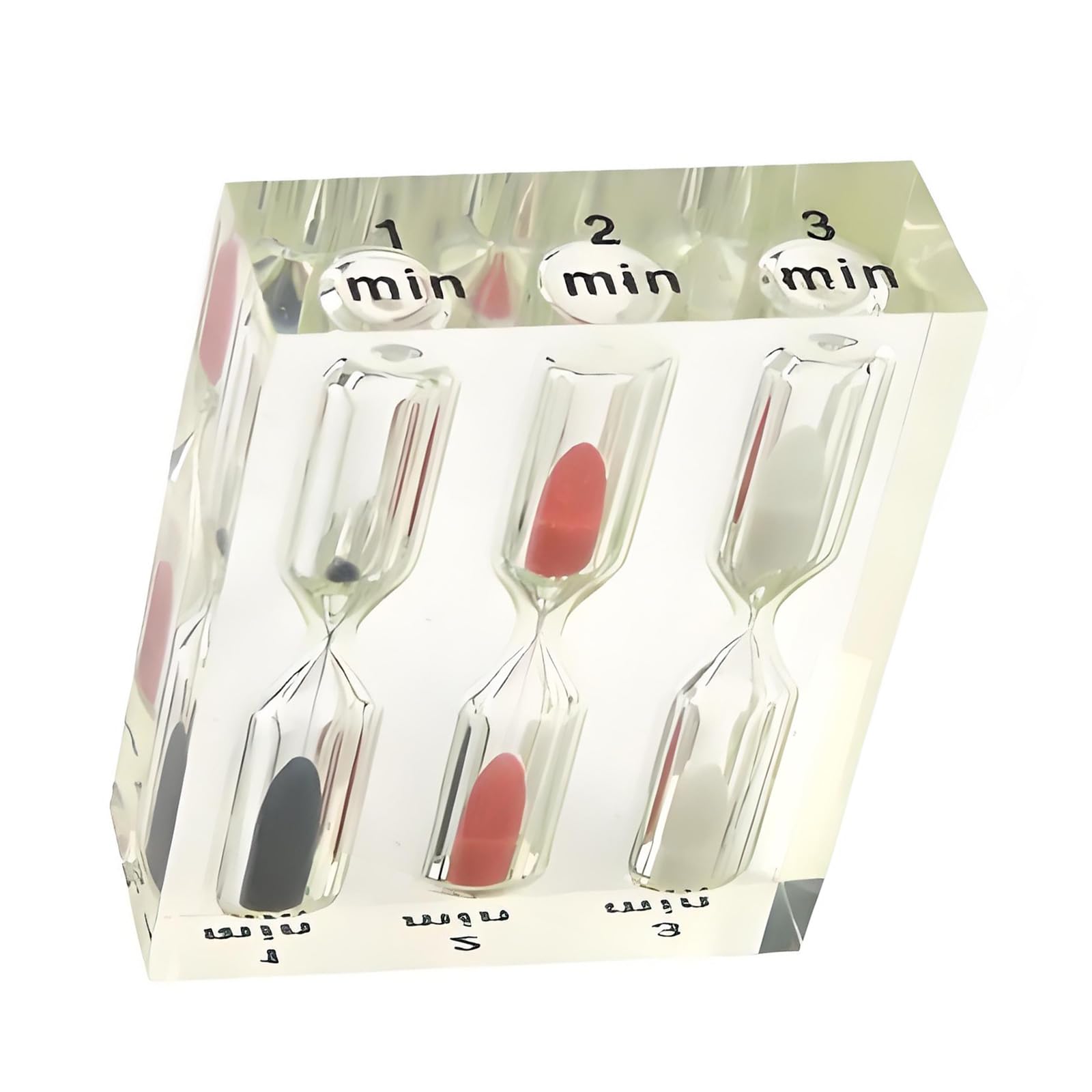 Three Chamber Acrylic Timer Block, Visual Sand Timer for Study Desk Routine, Brushing Routine, Kitchen Home Decor Visual Sand Acrylic Block Homework Brushing Kitchen Desk Desktop Countdown Decor