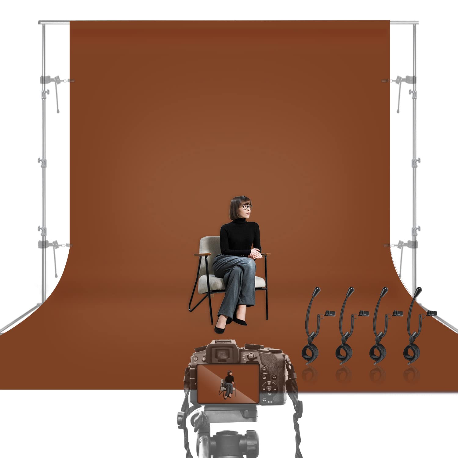 Julius Studio 10 x 12 ft. Brown Backdrop Screen Photo Background, Premium Synthetic Fabric 150 GSM Thicker Material, Pure Brown, Professional Photography Video Studio, Events, Streaming, JSAG831