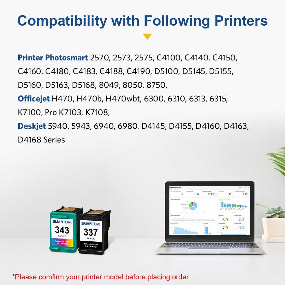 Cartouches D'encre Compatibles HP 337 XL & 343 XL - Pour DeskJet D4168 Et Autres - Neuf