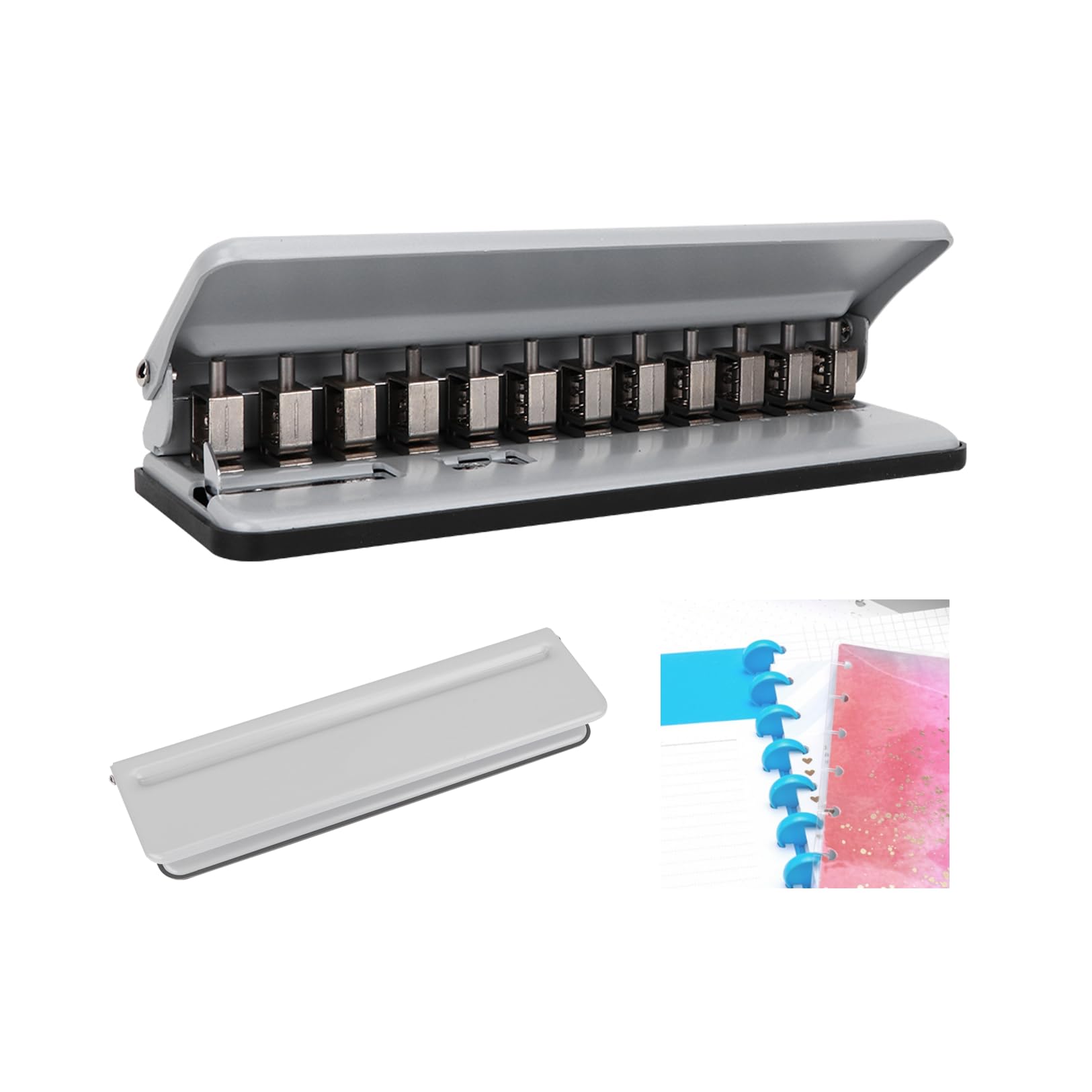 Perforadora de 12 orificios perforadora de hongo ajustable,Perforadora de 12 agujeros, capacidad de 6 hojas, perforadora ajustable de 12 agujerospara A4/B5/A5/A7