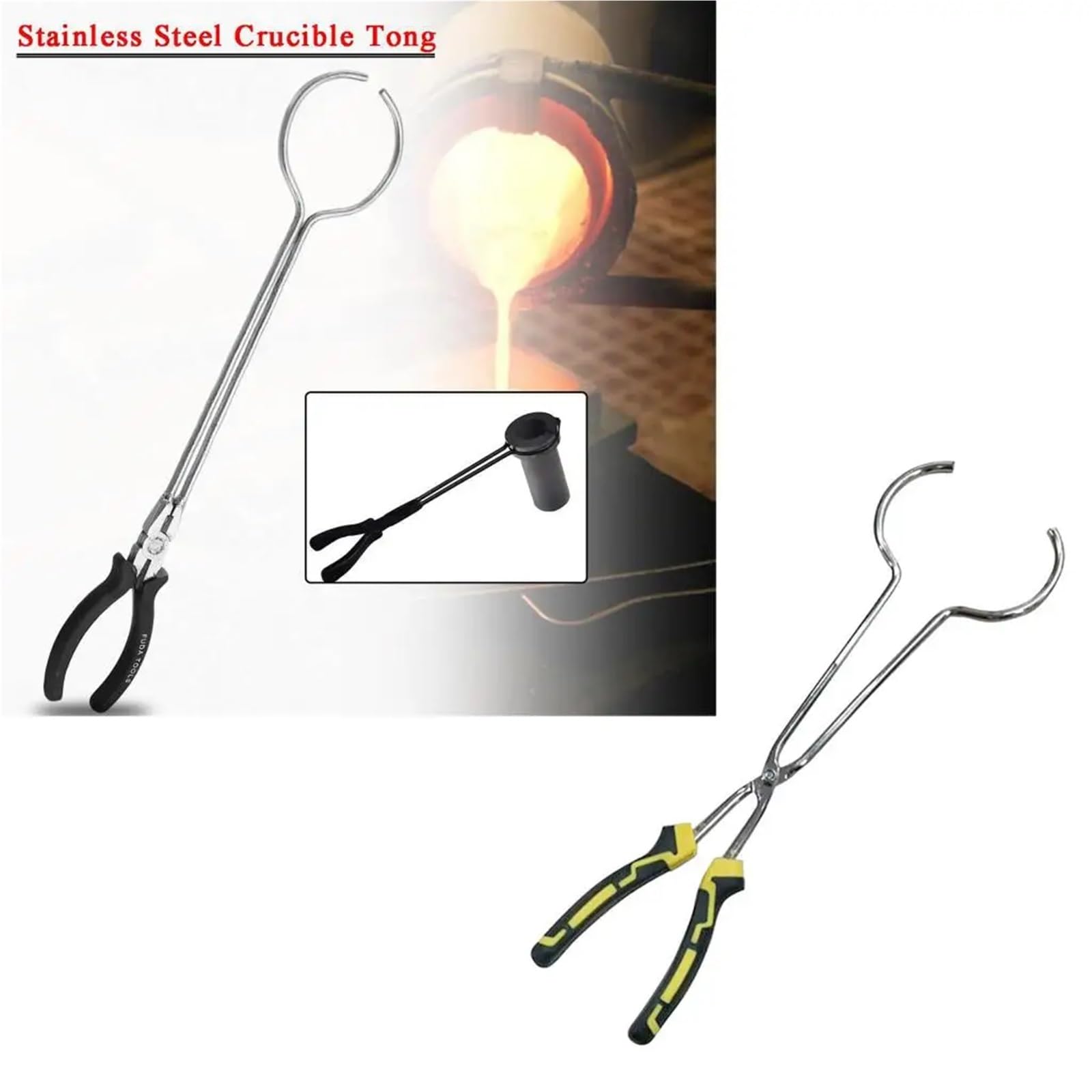 Pinzas para Crisol Pinzas for crisoles de 14" for hornos de crisol for fundir Oro y Cobre para Manualidades para Fundir Metal