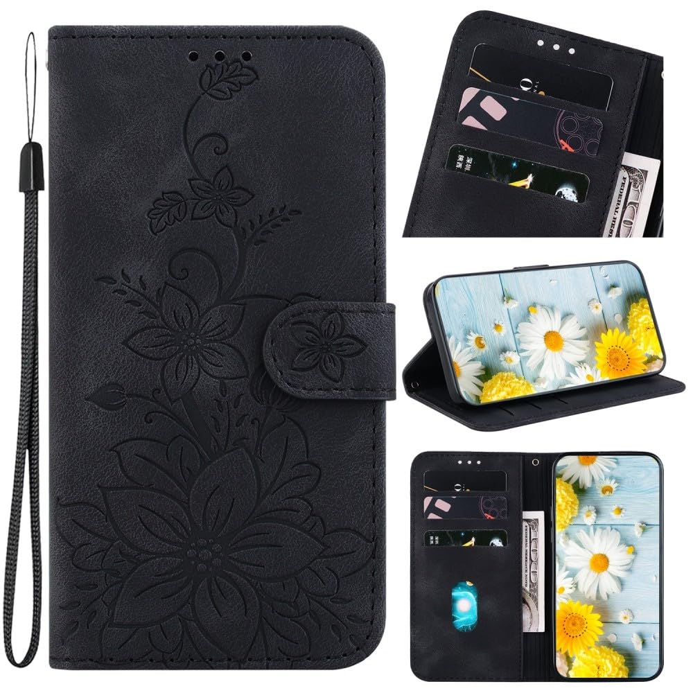 Étui compatible avec Samsung Galaxy S20 Ultra (Couleur : noir) étui portefeuille à fleurs Étui à rabat en cuir