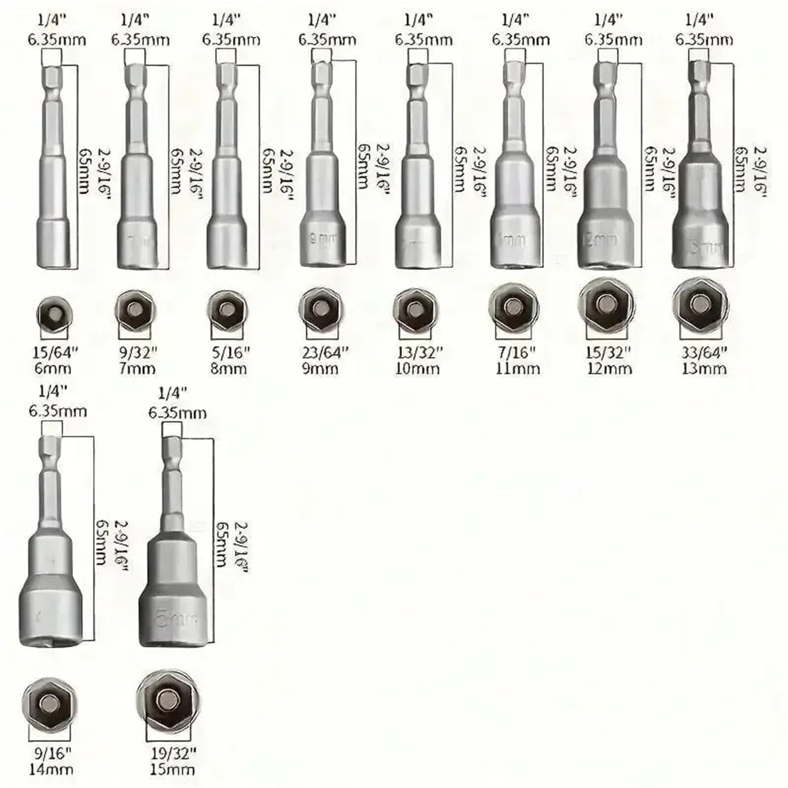 6mm-19mm nasadka udarowa wkrętak magnetyczny 1/4 klucz sześciokątny zestaw wiertarek adapter do wiertarek udarowych zestaw gniazd