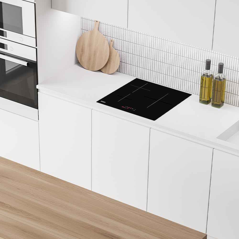 Svan Placa de Inducción Cristal negro SI3602B. Potencia máx. 6200 W, 3 Zonas de Cocción, 9 Niveles de Cocción, Control Táctil, Bloqueo y Autodesconexión de Seguridad