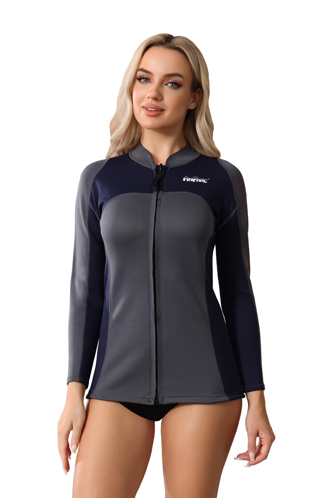 AnParc Wetsuit Women Top Jacket Neoprene Wet Suit for Women Cold Water Swimming Jacket Long Sleeve Dive Scuba Wet Suit Shirt Front Zip Wetsuits Shirts