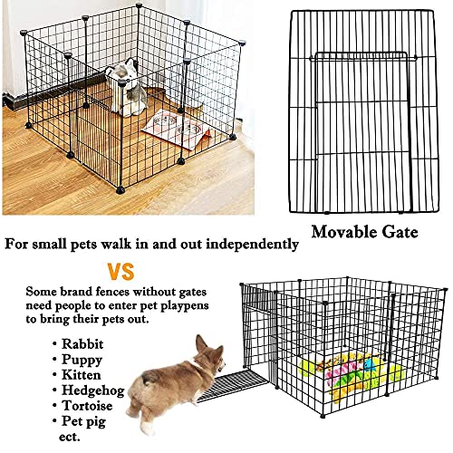 EMYSSA Pet Puppy Playpen with Gate, Small Animal Dog Pen Kennel Indoor Outdoor Foldable 42‘’x42''/53.1''X53.1''Play Yard… - Image 6