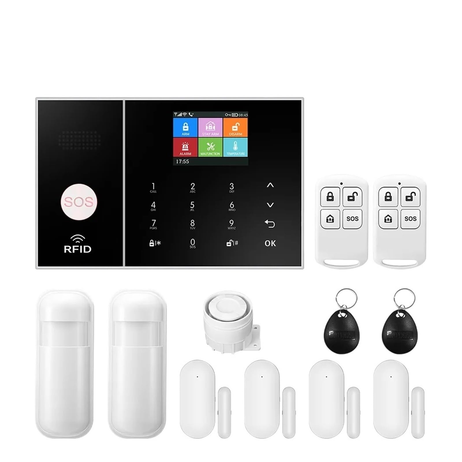 Kit de Alarma, De Alarma For En Casa, De Alarma De Seguridad gsm con Puerta Y Sensor De Movimiento, Control por Aplicación Inteligente(Set 2)