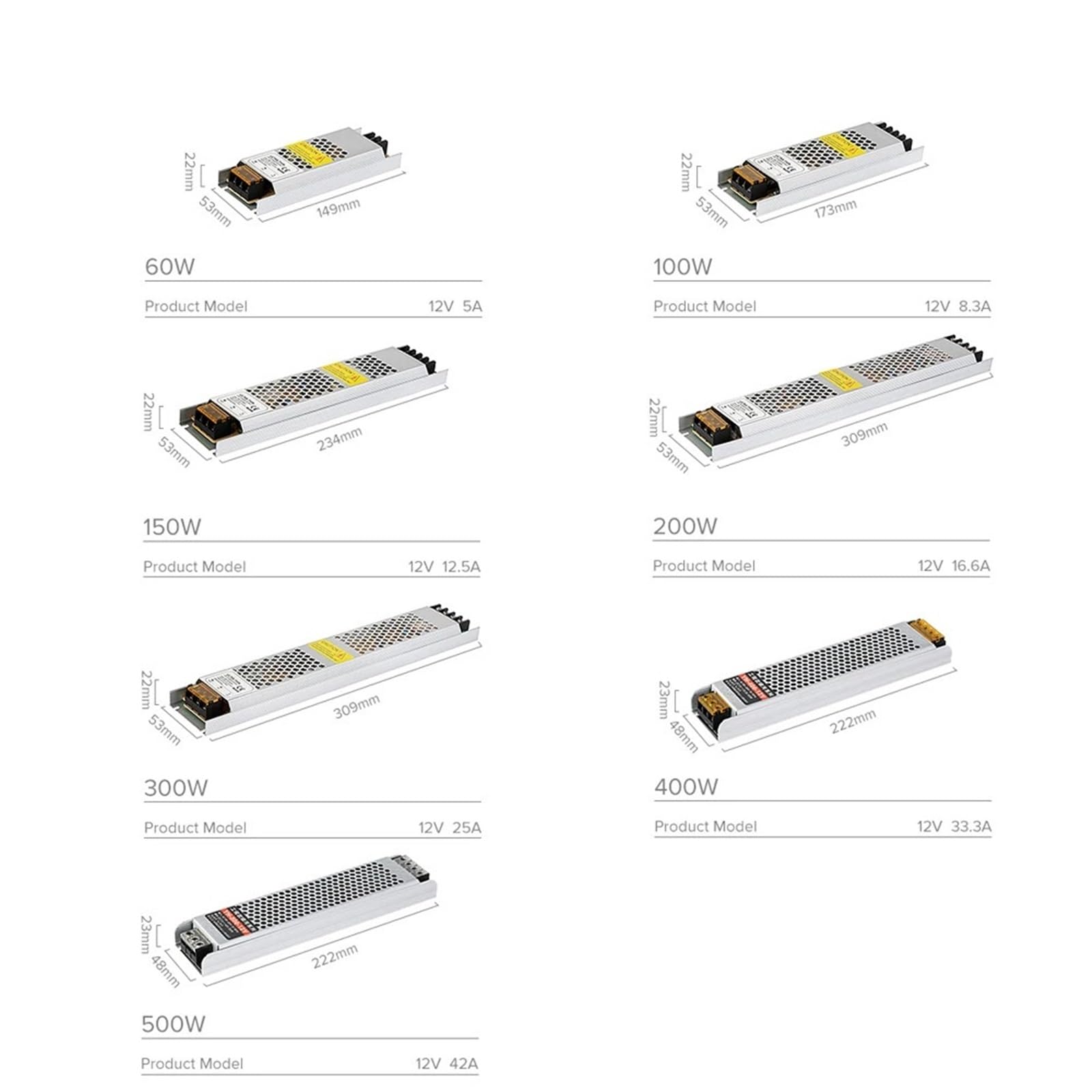 Ultra cienki zasilacz LED AC190V/240V do DC12V/24V 60W/100W/150W/200W/300W z transformatorem i sterownikiem (12 V, 100 W)