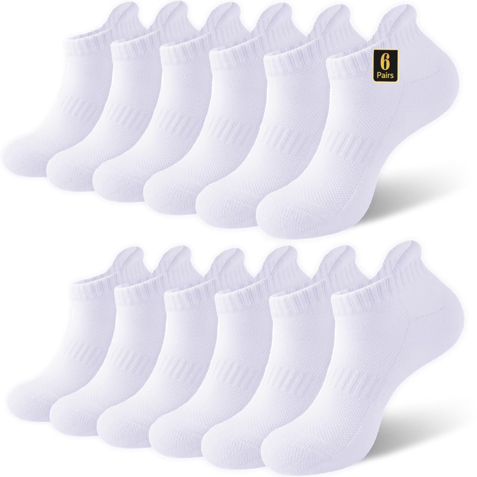 VoJoPi Ankle Athletic Running Socks for Men Women Cushioned 6 Pairs Cotton Low Cut Sport Anti-Blister Breathable Socks - 2