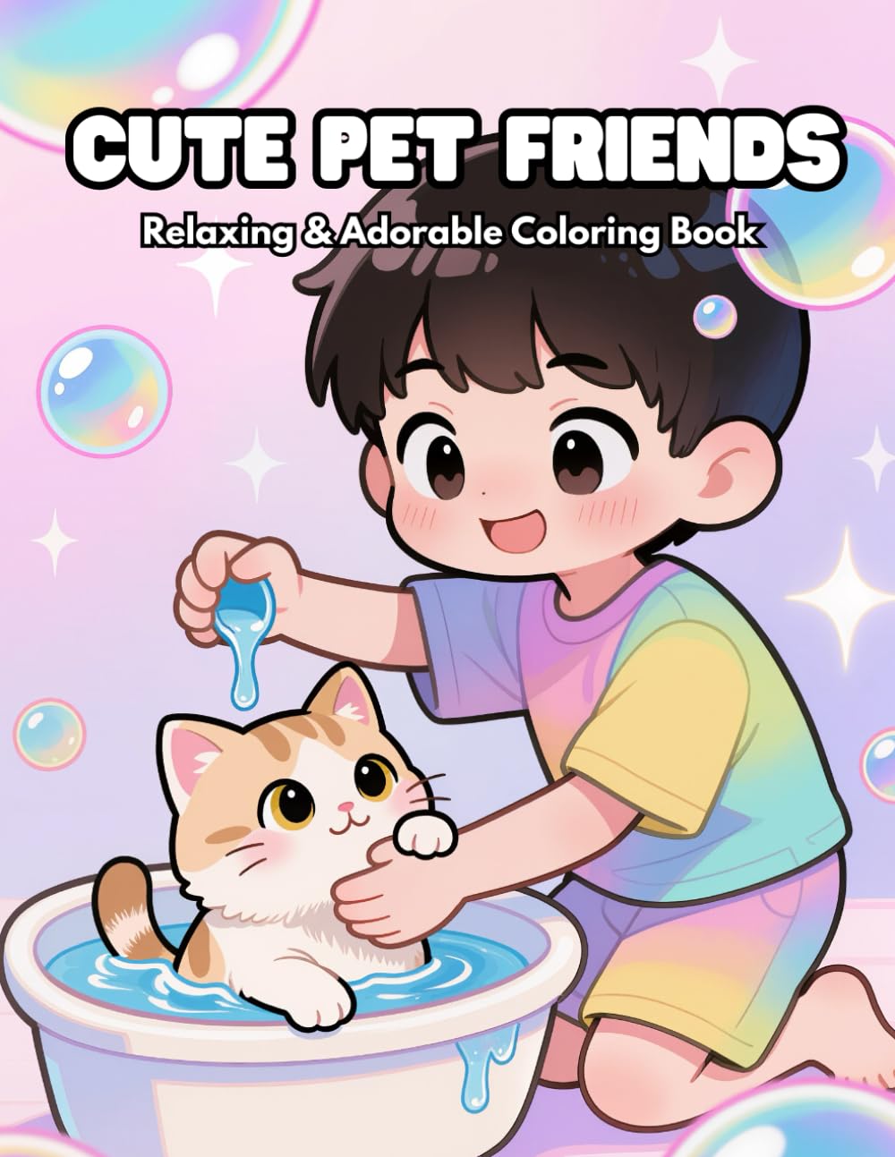 Cute Pet Friends Coloring Book: Adorable Kawaii Animals, Playful Scenes & Easy Coloring Pages for Kids and Pet Lovers