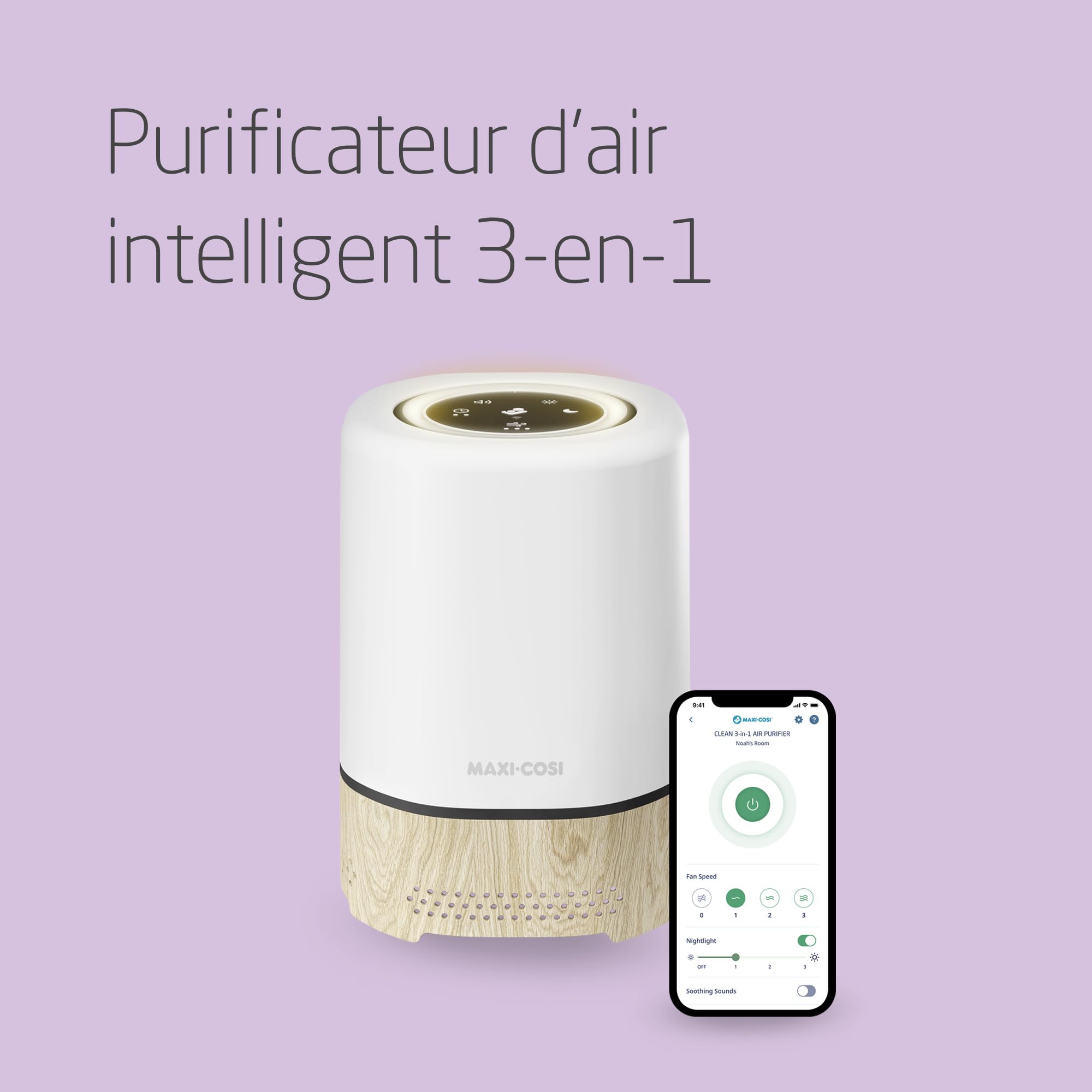 Maxi-Cosi Clean 3-in-1 Air Purifier, HEPA Baby Air Purifier (H13), from Birth, Anti-Allergy, Connected Home, Alexa and Google Assistant Compatible Home & Kitchen
