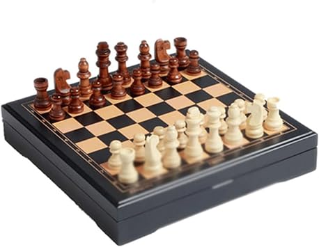 GAENZA New Vintage Chess, Folding Wooden Chessboard and Chess Piece, Professional Chess Set for Kids and Adults Toys