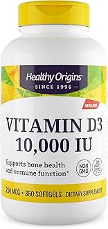 Vitamin D3 (Lanolin) 10,000 IU Softgel - 1 Year Supply - Bone Health and Immune Support Supplement - Easily Absorbable Vitamin D - Gluten-Free Vitamin D3 Supplement - 360 Softgels