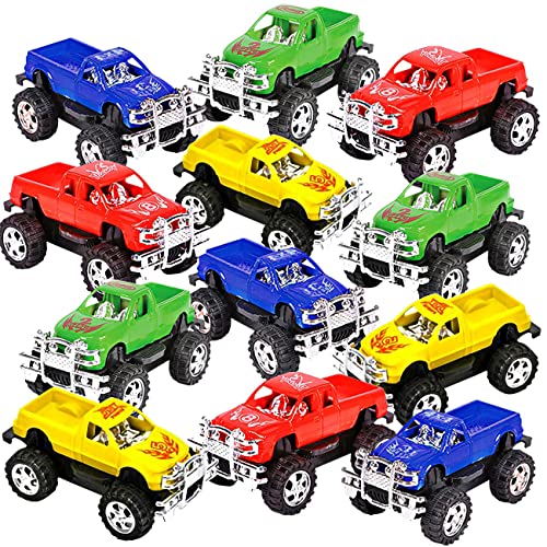 ArtCreativity 12 Pieces Pull Back Mini Pickup Trucks for Kids – Mini Monster Trucks in Assorted Colors