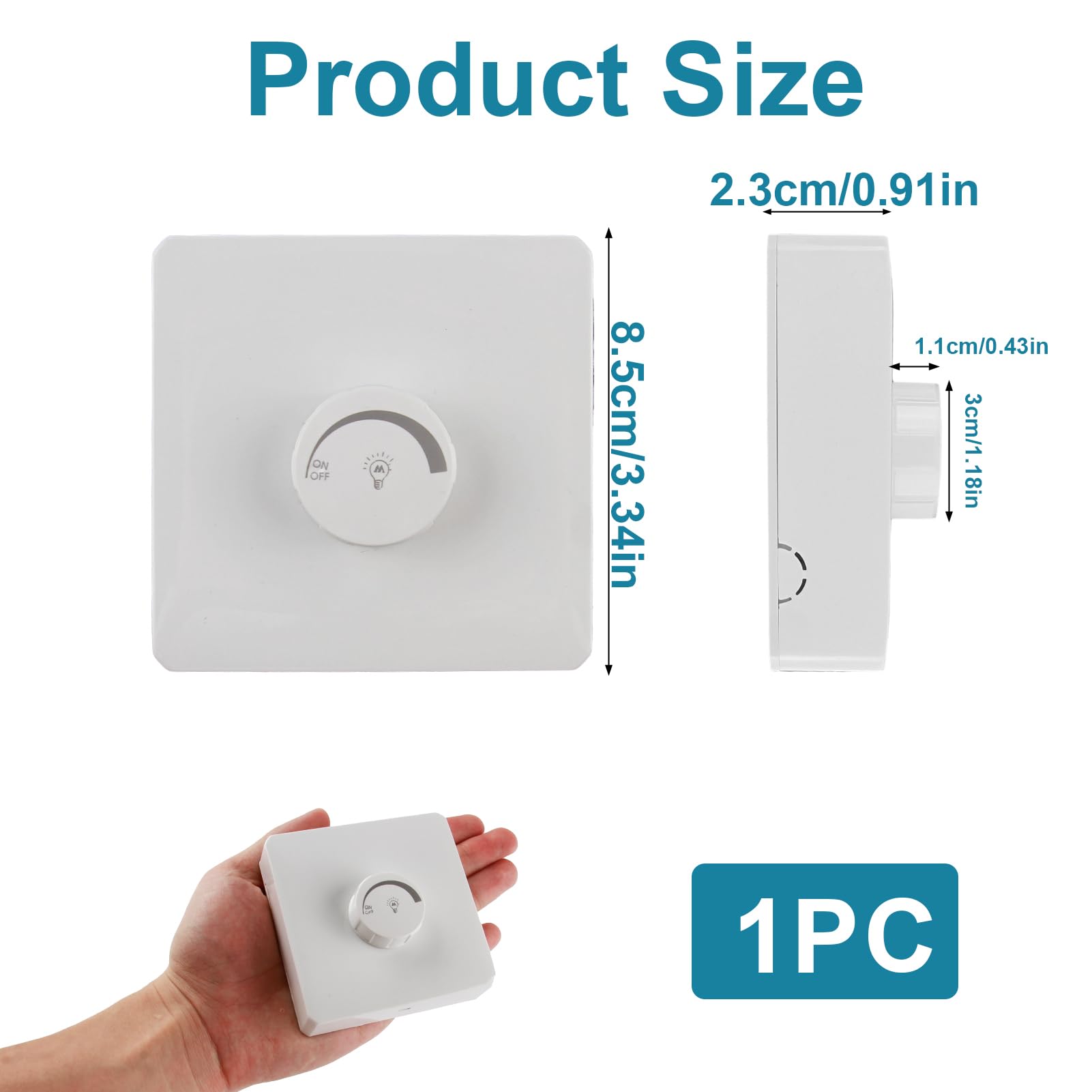 Regulador de intensidad para lámpara LED, interruptor de luz regulable 86 * 86mm 110-250V 10-16A 1-400W, interruptor empotrado, botón giratorio, regulación de velocidad sin etapas para lámparas