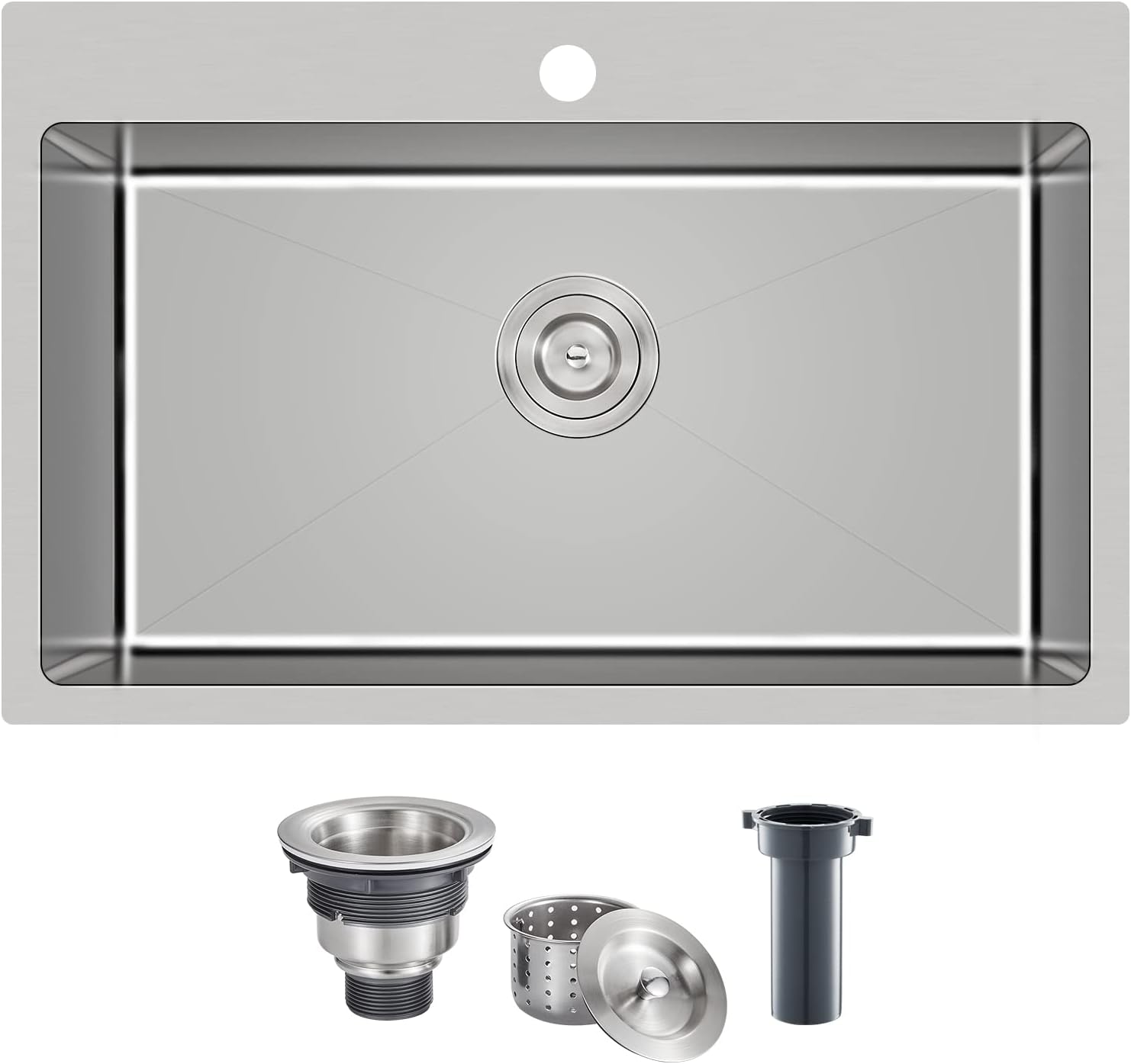 HOUZER V-100 MIDNITE Quartztone Series Granite Top Mount Large Single ...