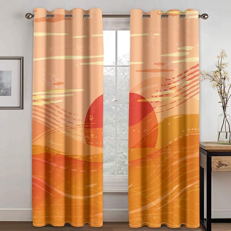 YELDAN Cortinas bohemias para sala de estar o dormitorio, cortinas opacas de 63 pulgadas de largo, cortinas con aislamiento térmico y ojales,