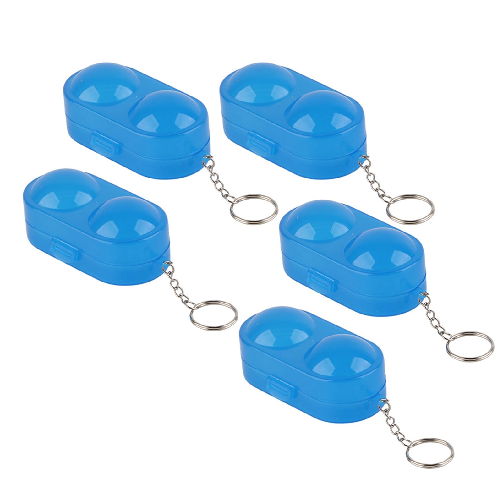 Caja de almacenamiento de pelotas de tenis de mesa portátil de plástico con cadena 5 piezas Azul transparente