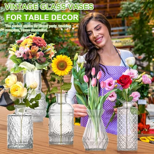 Jarrones pequeños de cristal en pack de 12 para centros de mesa de boda 8