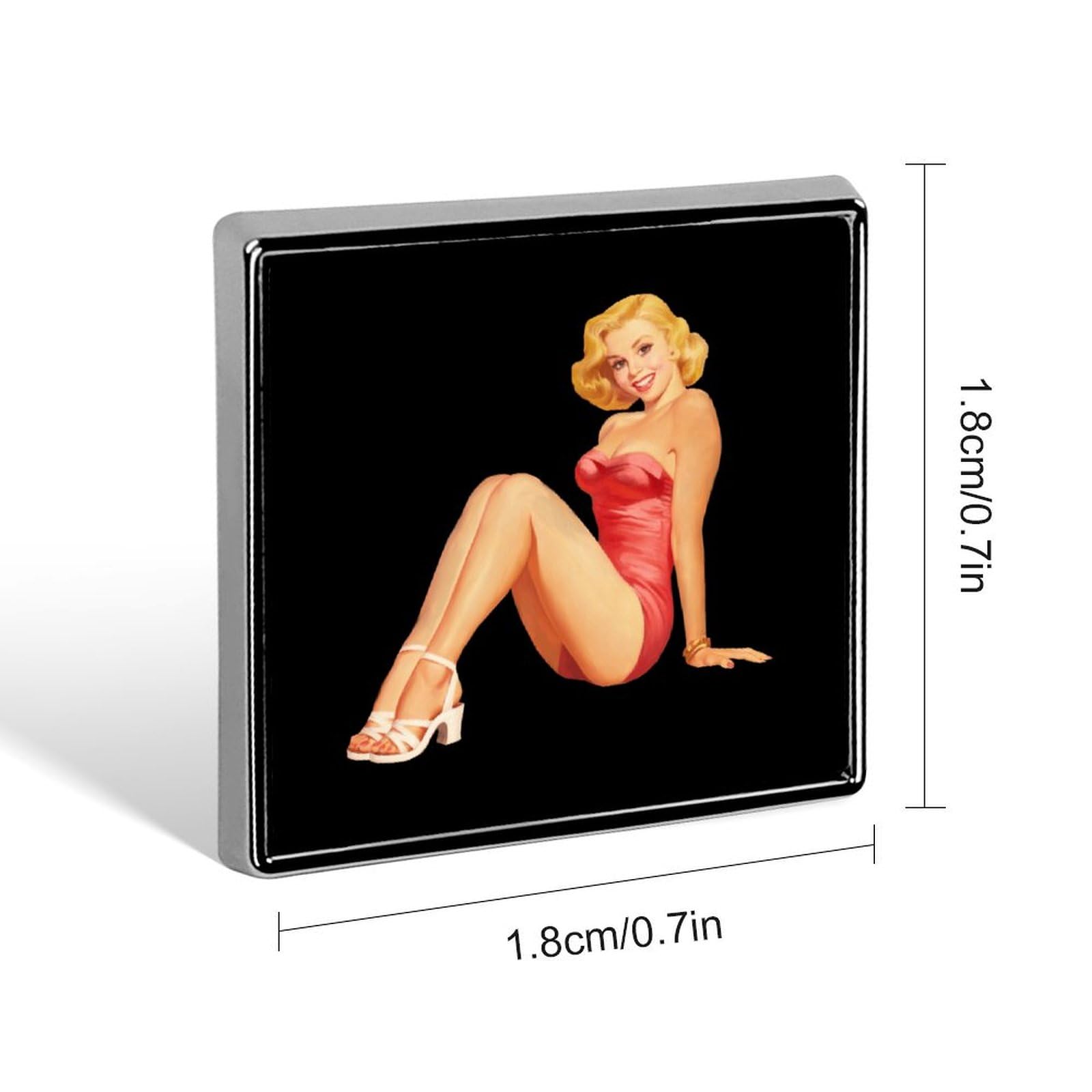 Pin Up Girl Vintage Fashion Metal Brooch Square Shape Badge Lapel Pins Backpack Hat Jewelry