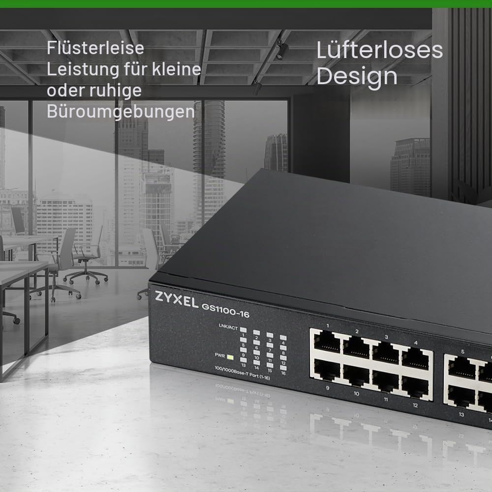 Zyxel GS1100-16v3 16 Port Unmanaged Gigabit Ethernet Switch Lüfterlos