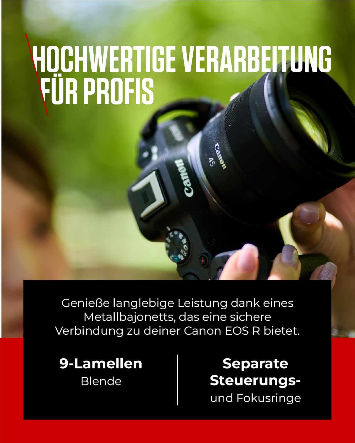Canon Objektiv RF 45mm F1.2 STM – Festbrennweiten -Objektiv mit F1,2 Lichtstärke – ideal für Porträtfotografie – Kompatibel mit Canon EOS R System