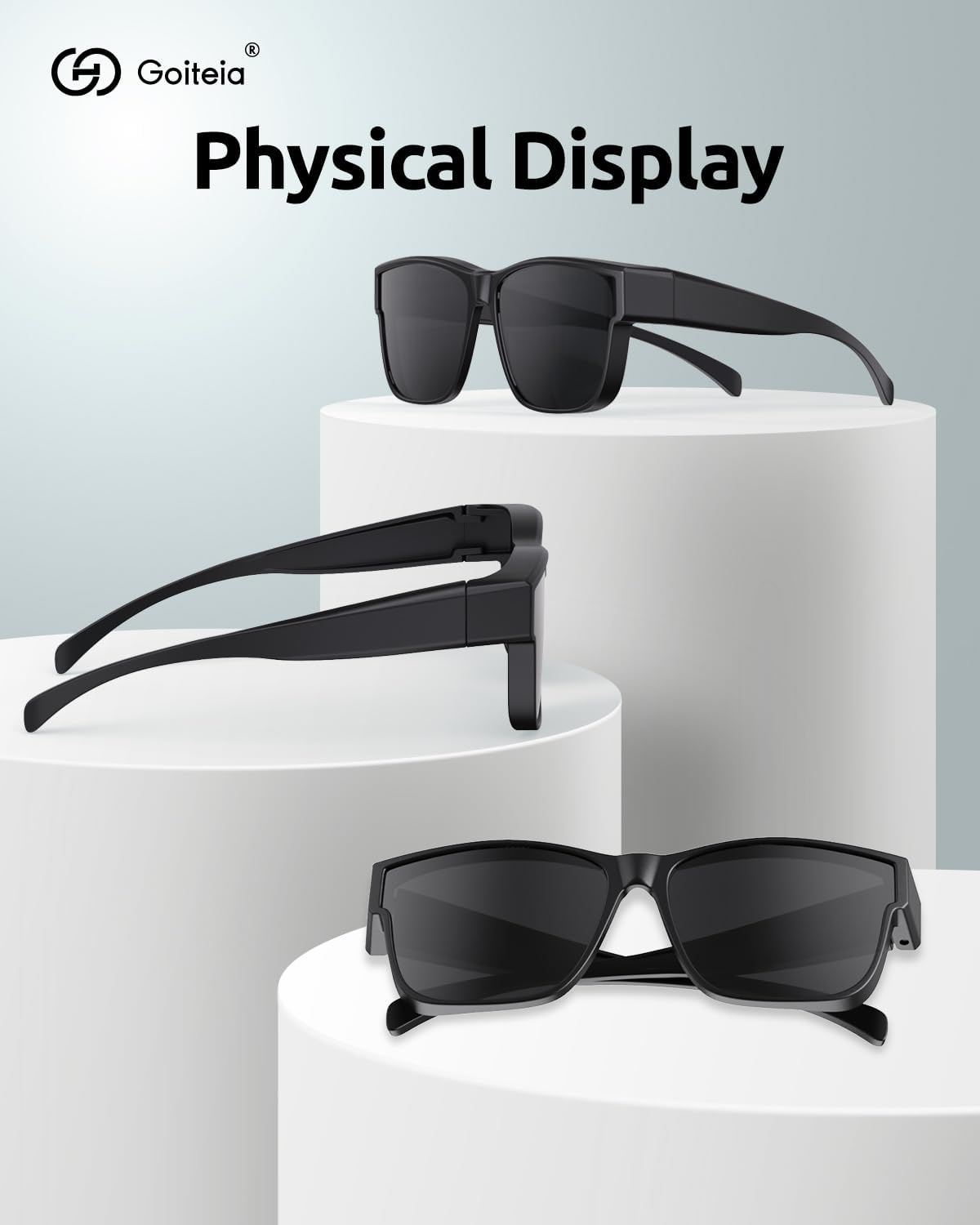 Goiteia Oversized Polarized Sunglasses Over Glasses Women Men,1.1% Reflectivity for Better Side Glare Reduction,100% UV400 Protection(Black-Grey) - Image 3