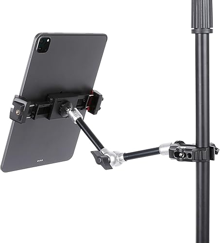 Soporte para tablet para soporte de micrófono, soporte de música para iPad, soporte de tableta para iPad, brazo mágico ajustable de 10 pulgadas de