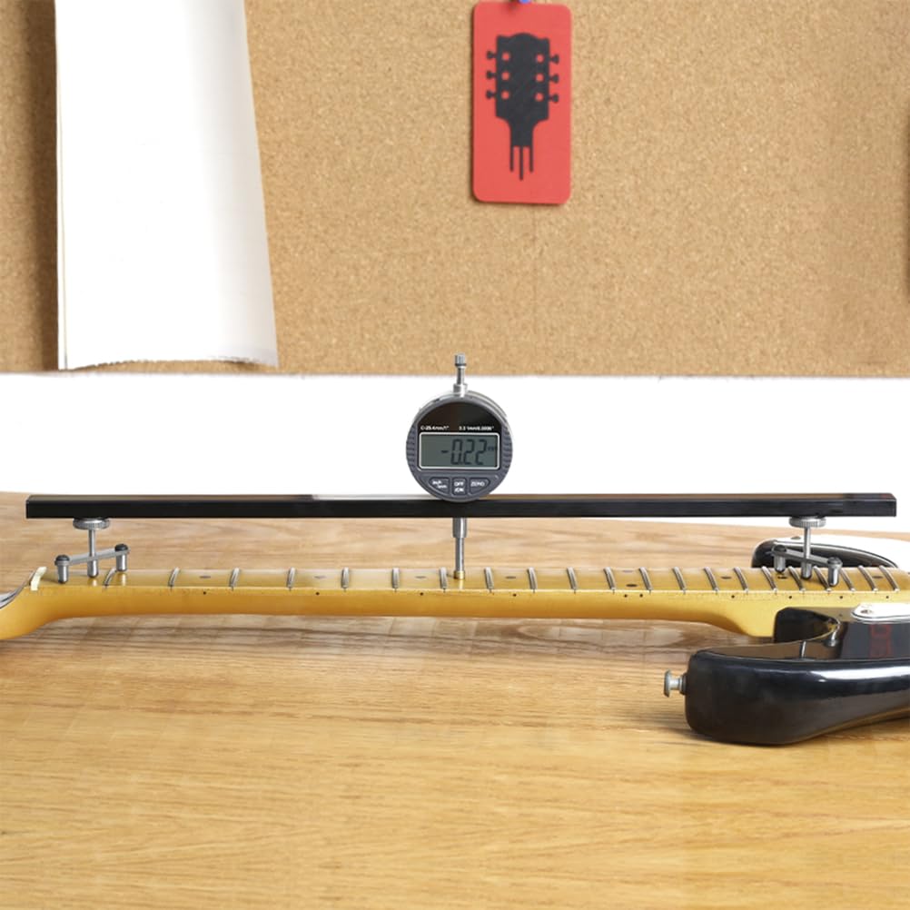 Juego de medidores de ranura de cuello y tuerca, herramientas de reparación de configuración de guitarra, regla de altura de acción de cuerda de precisión, comprobador de balancín de traste, kit de