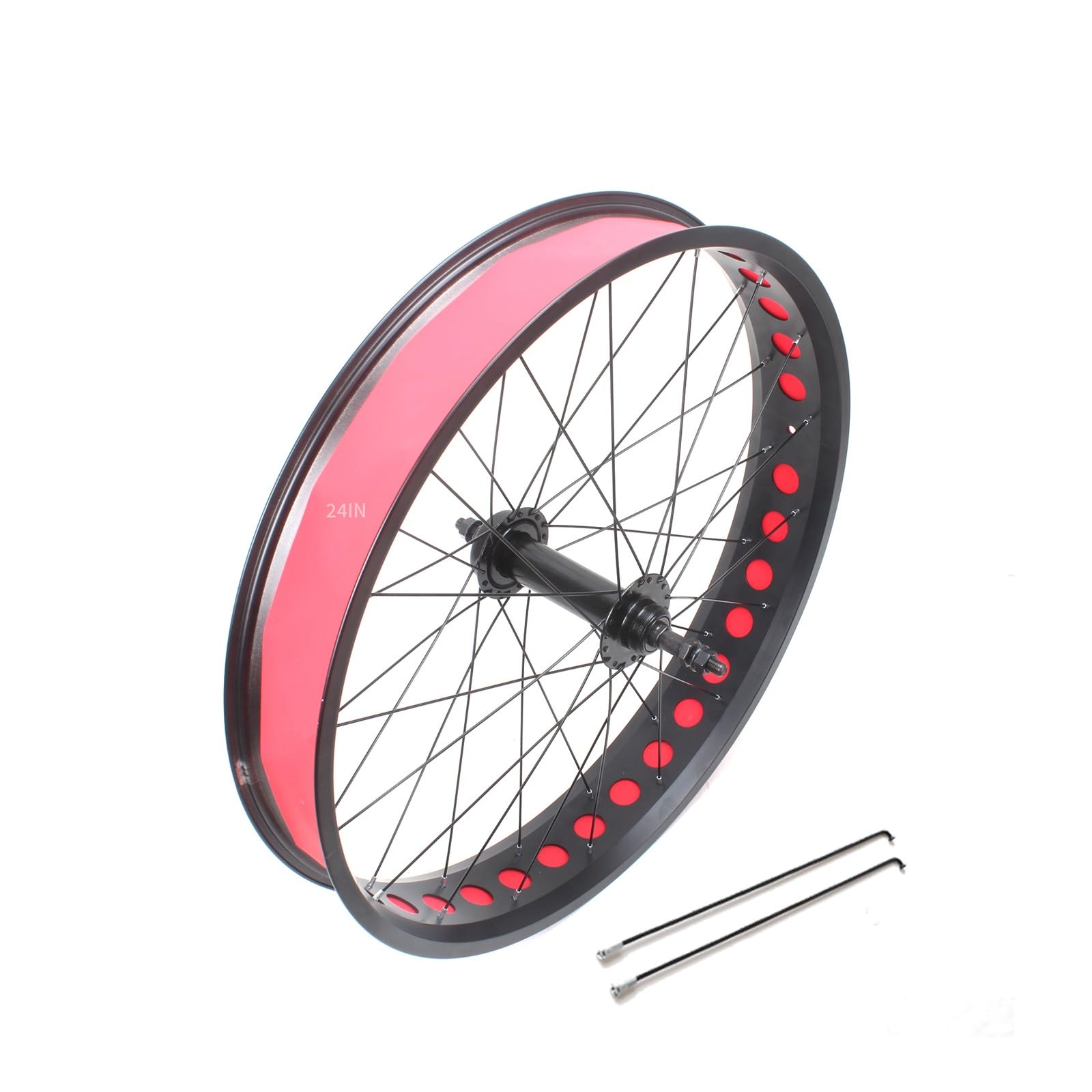 20x4.0 Rear Fat Bike Wheel 24/26 Inch Snow Bike/Beach Bike Rear Wheel 36x14G Spokes Disc Brake Quick Release 195mm 36H Rear Hub Rear Rim For 7/8/9/10 Speed Rotary Flywheel(Black-skeleton,24in)