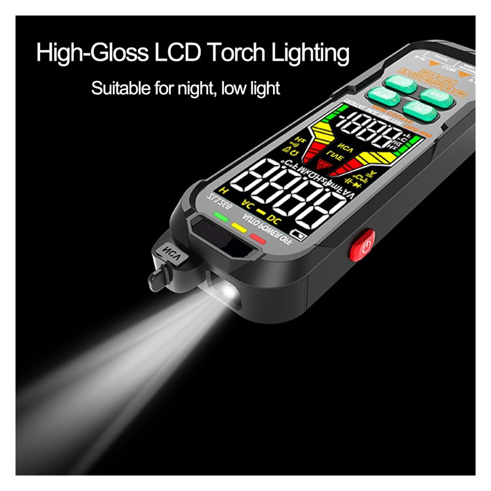 USB Charge Multimetr Cyfrowy 9999 Kolorowy Wyświetlacz LCD DC AC Napięcie Prądu Pojemność Multimetro NCV Tester Drutu Na Żywo Szybko Dokładnie Łatwy Odczyt(128B)