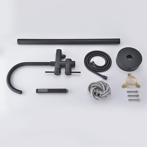 Miniatura 30 de Grifo de bañera independiente, grifos de llenado de bañera, grifos de baño de latón montados en el piso cromado con ducha de mano Cromado,Oro