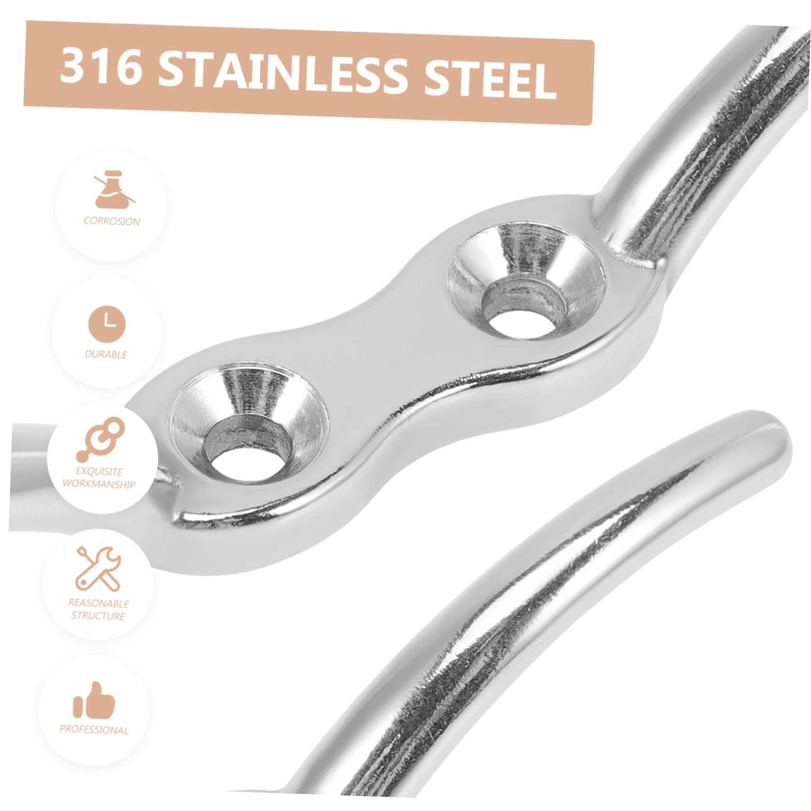 HANABASS 4pcs Cable Tie Stainless Cleats Boat Dock Key Hook ?Marine Mooring Cleat Yacht Cleat