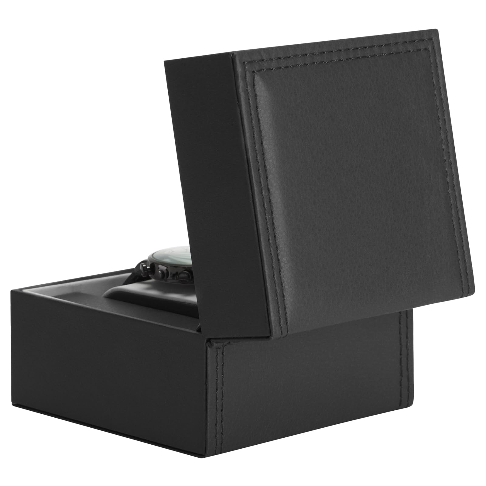 Luxury Single Watch Gift Box for Men Women, Single Watch Bracelet Bangle Jewelry Holder Storage Box Display Case Organizer (Black Style 1)