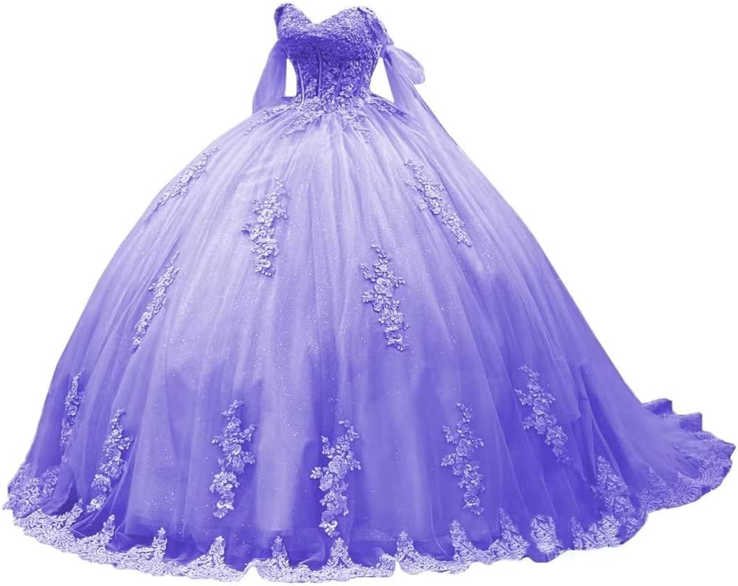 Yifanier Princess Quinceanera Dresses Sweet 16 Quinceanera Dresses Ball Gown Puffy Shiny Dresses Off Shoulder Quinceanera Dresses MT005
