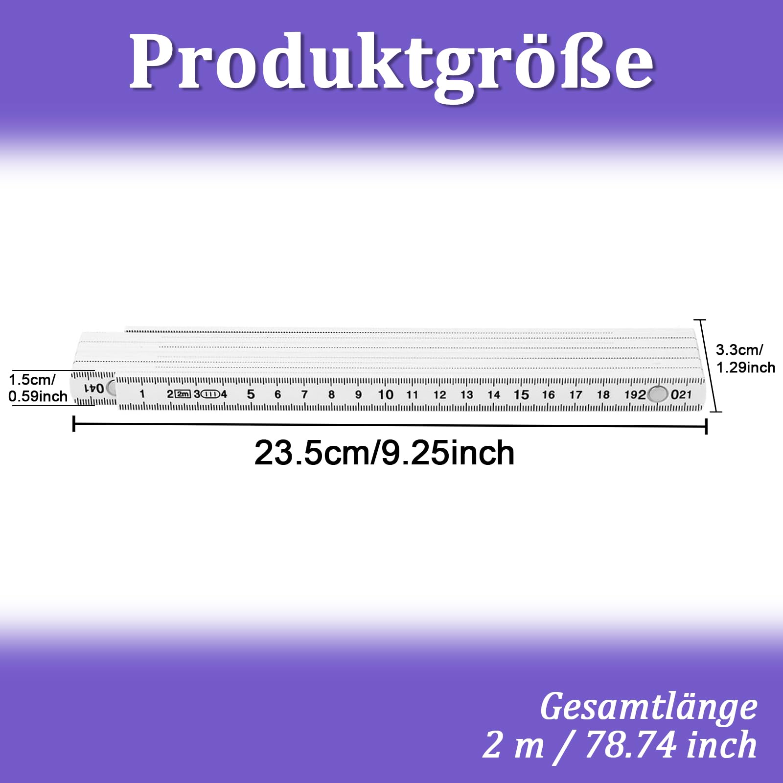 Metro Pieghevole in Plastica Mini 5 Pezzi 2 Metri Righello Articolato Bianco per Cantiere Scuola