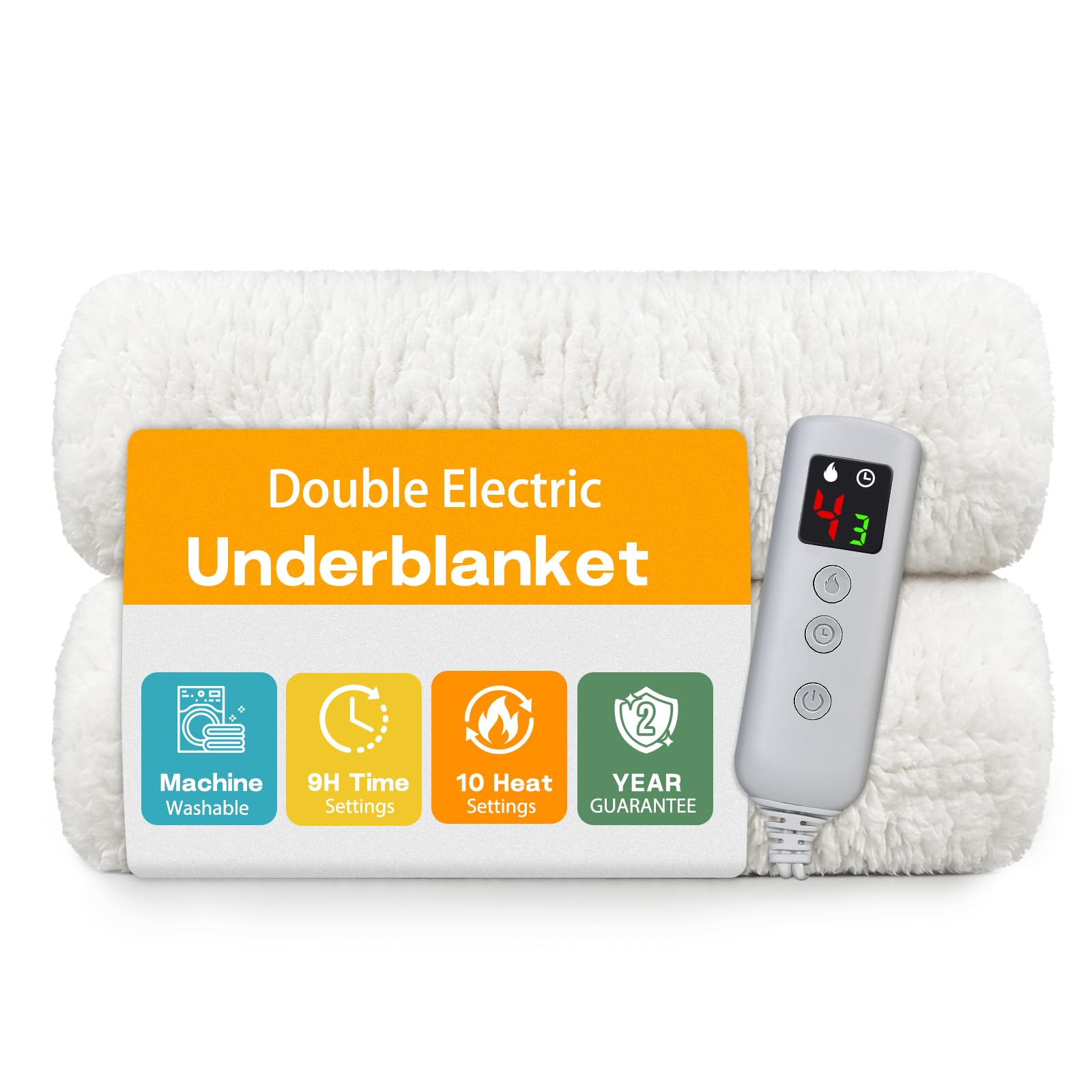 PROALLER Electric Blanket Electric Underblanket king Bed，160x140 CM Heated Underblanket 10 Heat Settings With Timer, Machine Washable Single Electric Blanket Heated Mattress Topper