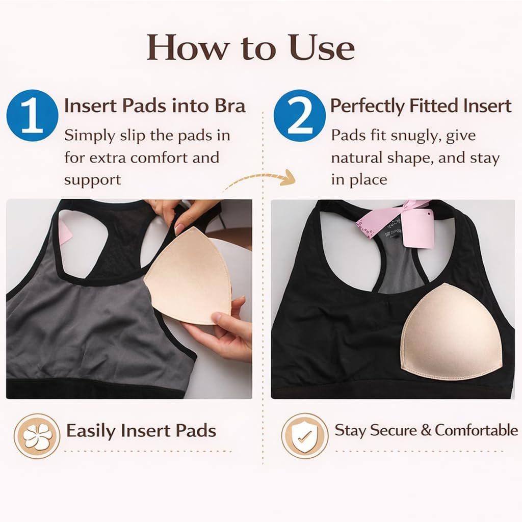 TAOHUA GARDEN 5 Pairs Bra Pads Inserts, Removable, Air Cotton, Foam Sponge, Breathable