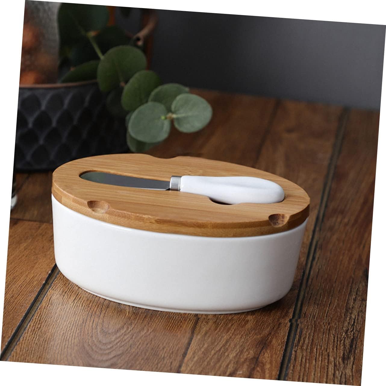 Cabilock 1 Set Elegant Ceramic Butter Box with Cover Sealed Butter Dish for Kitchen Tableware Easy to Use and Clean for Slicing