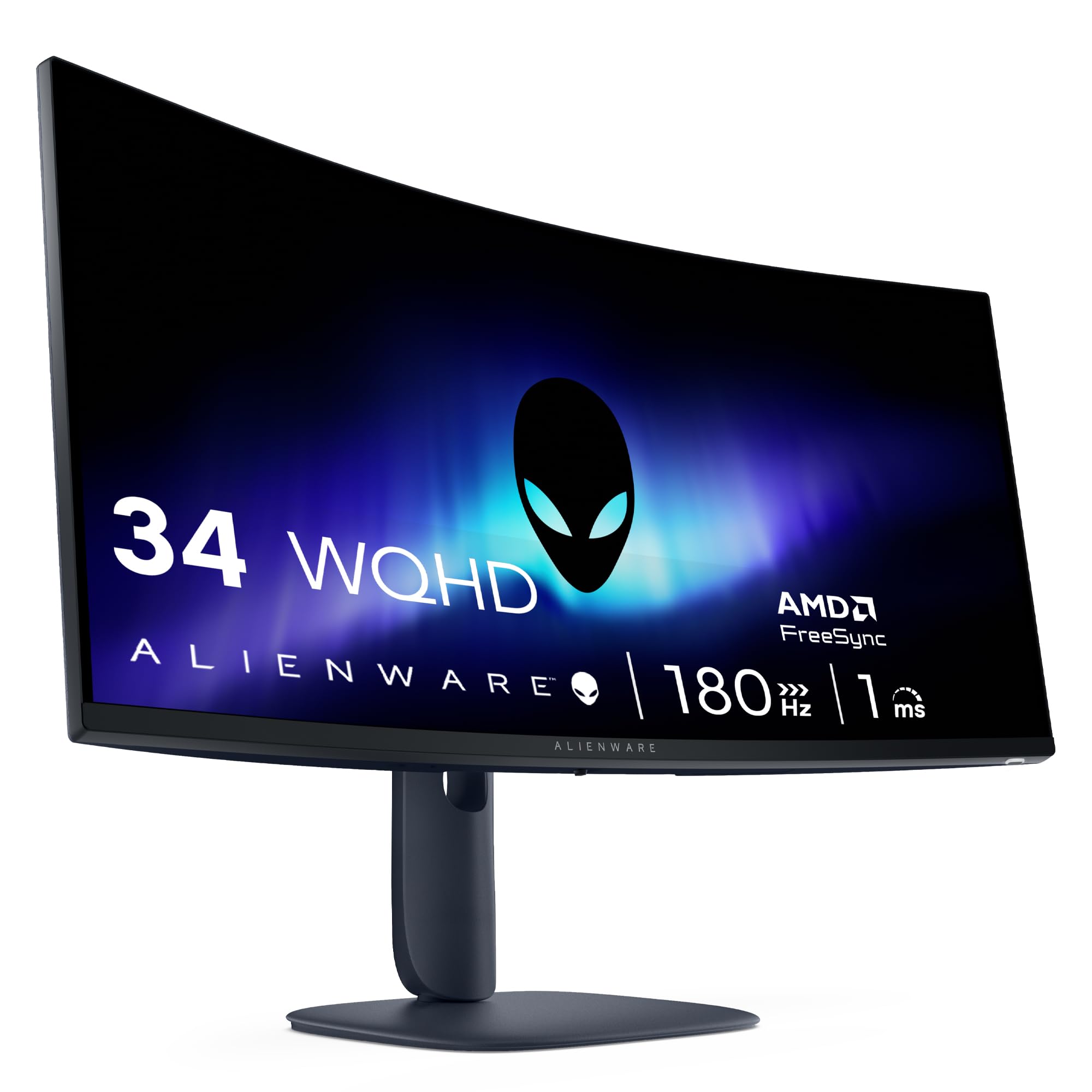 Alienware AW3425DWM 34" Curved Gaming Monitor, QHD 3440 x 1440 up to 180 Hz, 2ms Response Time, AMD FreeSync, VESA DisplayHDR 400, Height Adjustable