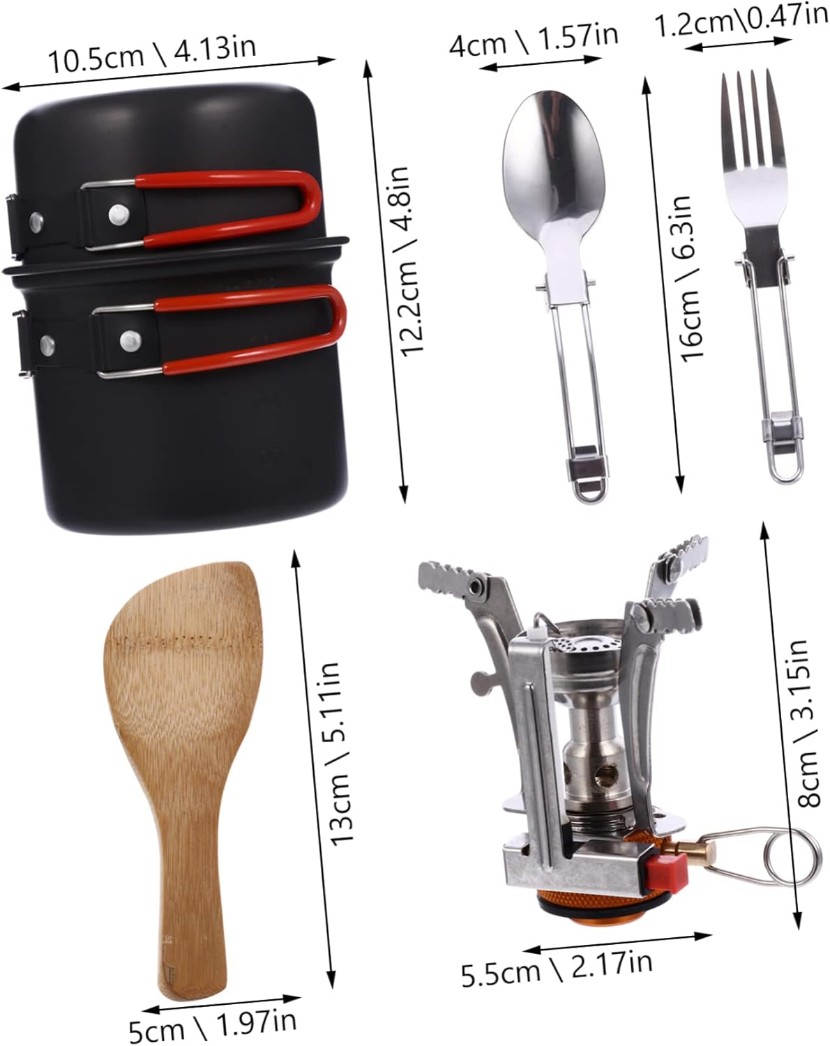 1 Set Portable Camping Cookware for Persons Picnic Tableware with Scale Design for Outdoor Travel Hiking and BBQ Activities