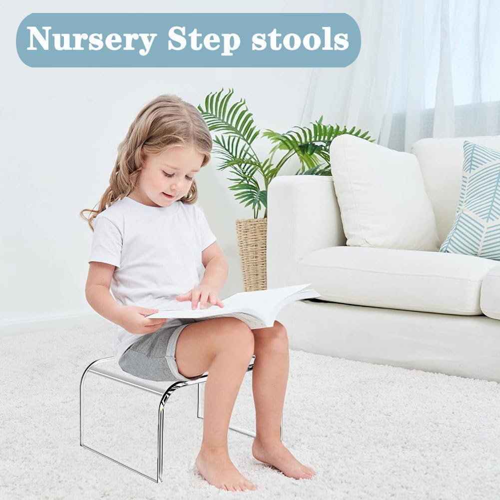 Kinder-Tritthocker, 17 cm, Tmoice Acryl, transparent, Toilettenbank, Hocker, Badezimmer-Fußhocker, Gewichtsbelastung 75 kg, geeignet für Schlafzimmer, Flur, Küche und Badezimmer