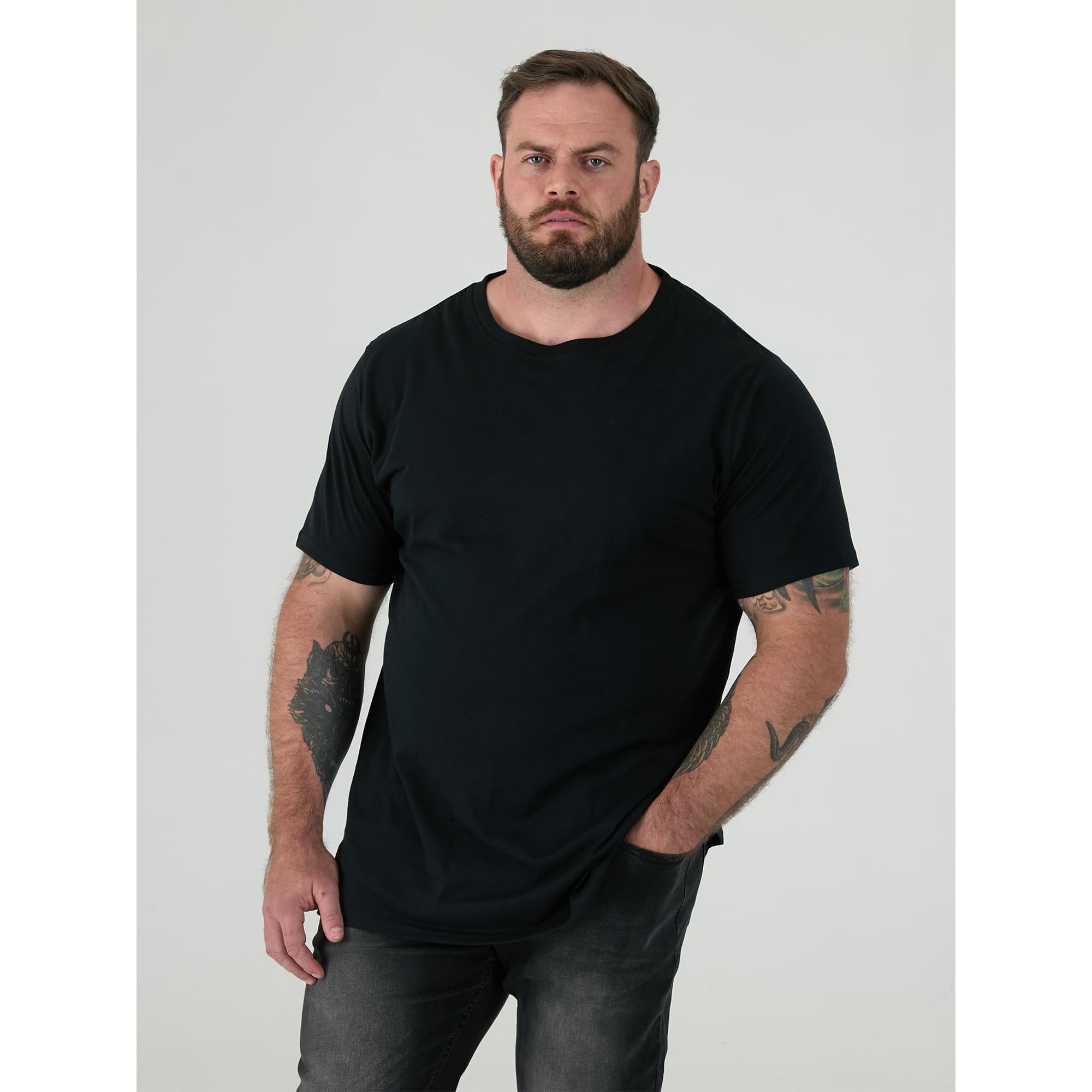 Duke Fenton Kingsize D555 - Camisetas de cuello redondo para hombre (paquete de 2)
