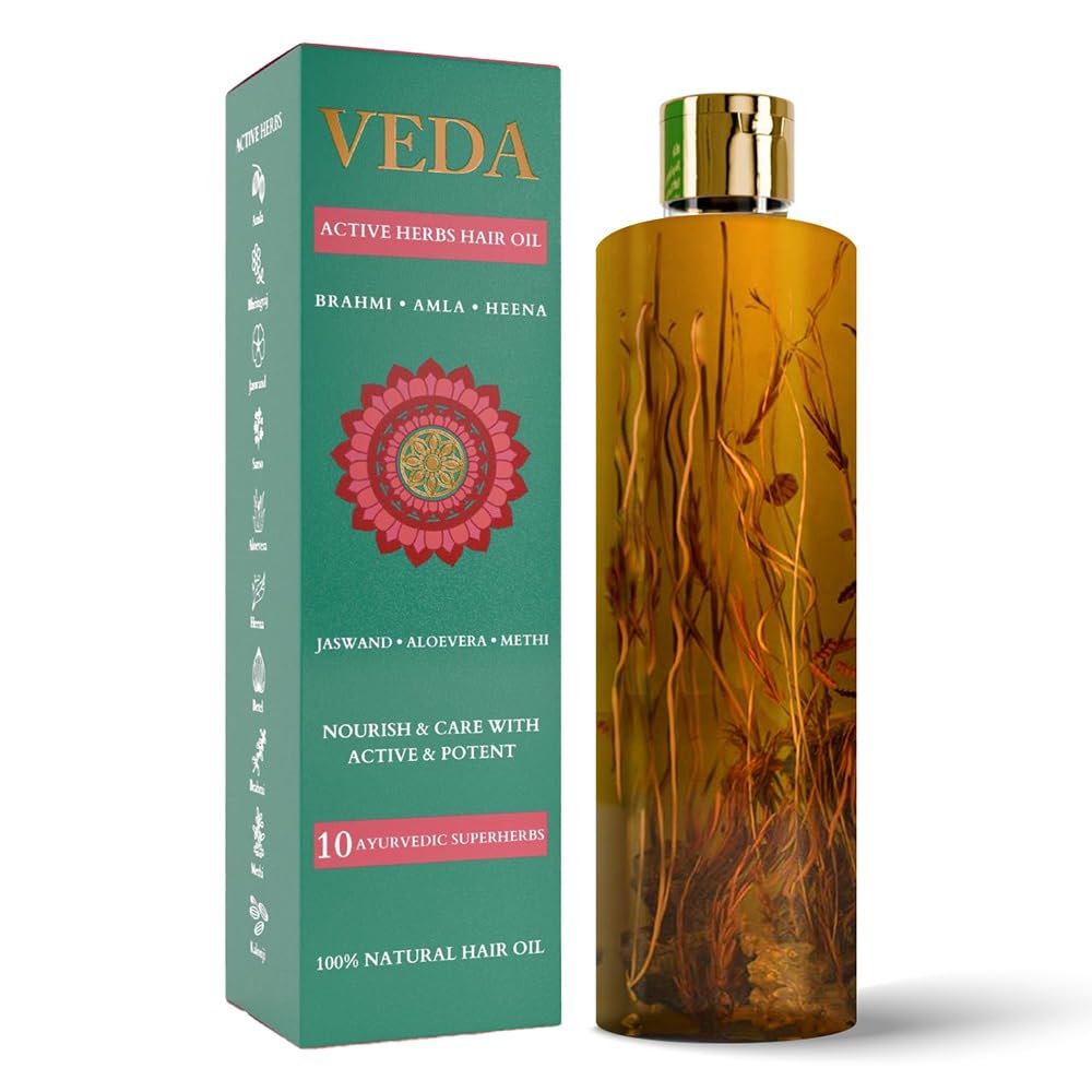 Veda Ayurvedic Cold Pressed Hair Oil | Ayurvedic Jadi Butis Infused Oil | 200ml