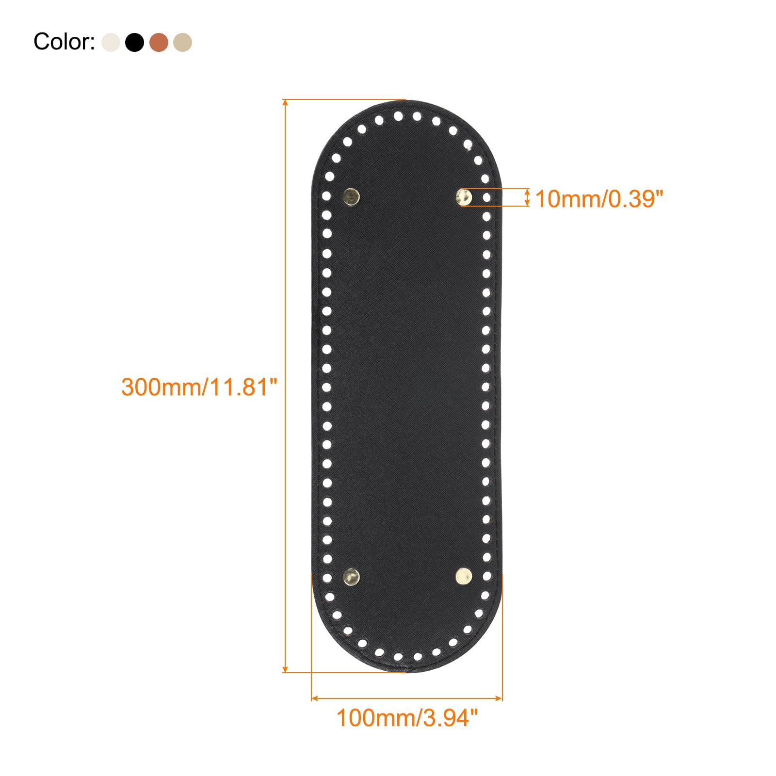 4Pcs Oval Bag Bottom Shaper Pads | PU Leather With Metal Feet | 300x100mm For Crochet, Knitting Bags - View #5