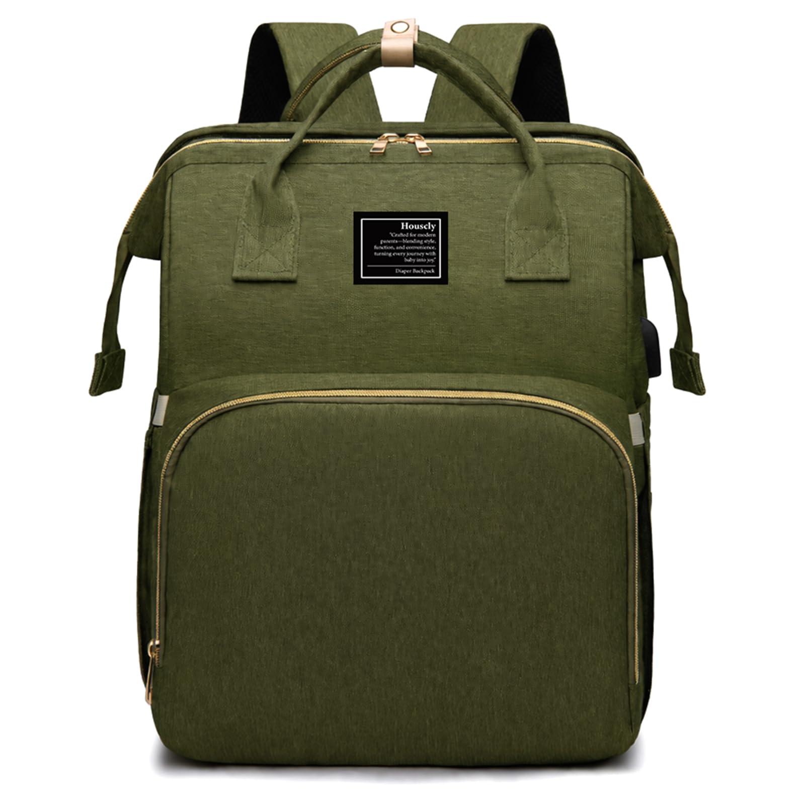 houscly Diaper Bag Backpack with Changing Station, 25L Large Capacity